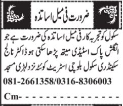 Secondary School Quetta Jobs 2024 in Quetta 